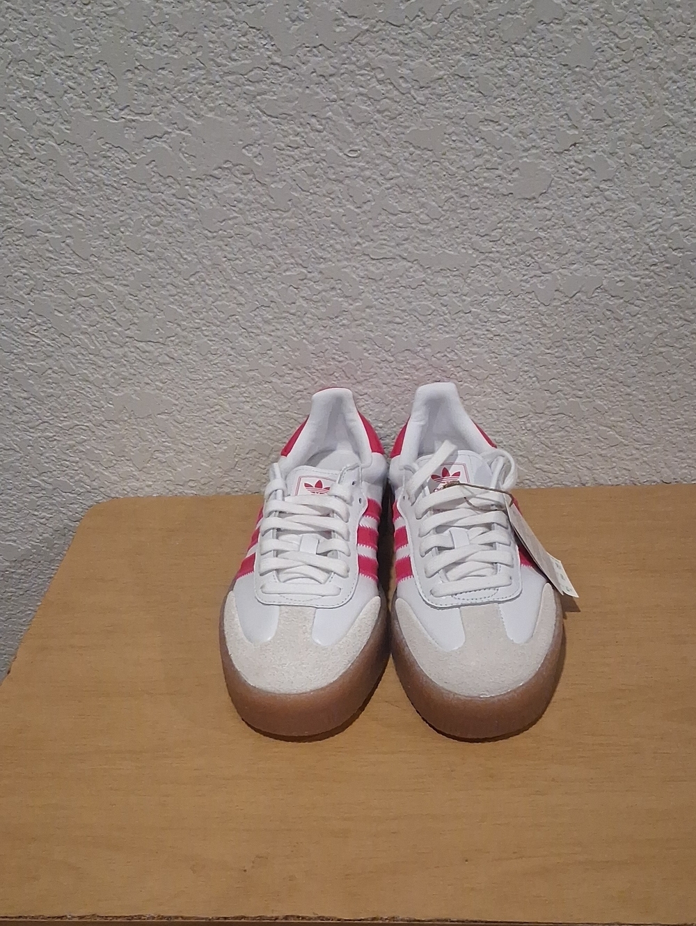 adidas White and Pink Sambae Retro-Style Athletic Sneakers